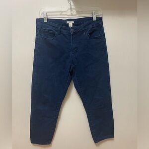 Forever 21 jeans slim fit cropped ankle length mid rise dark blue denim size 30